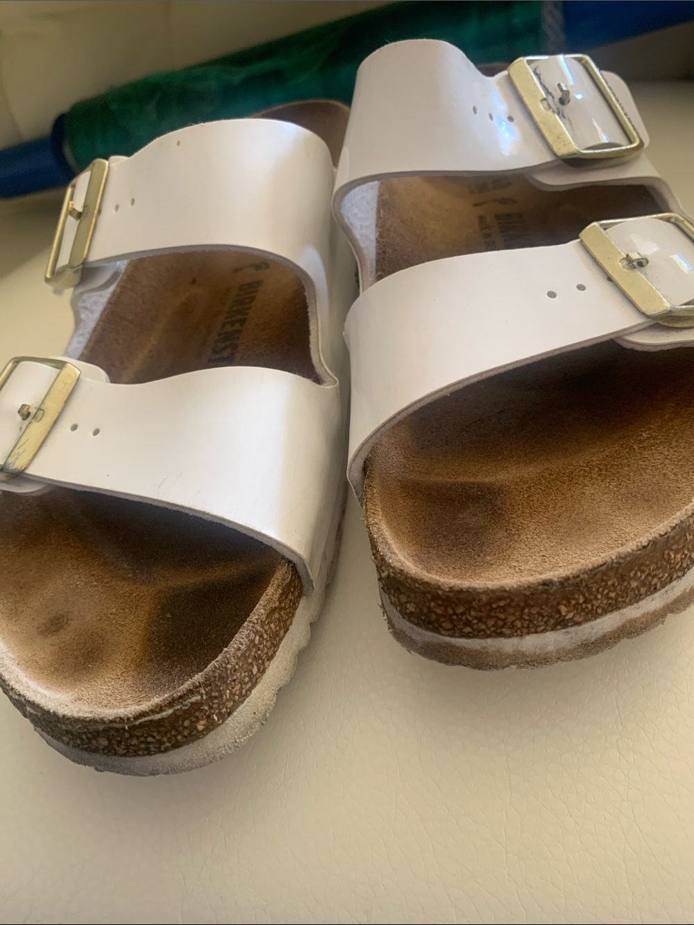 BIRKENSTOCK White Double Strap Cork Sandals - Picture 8 of 8